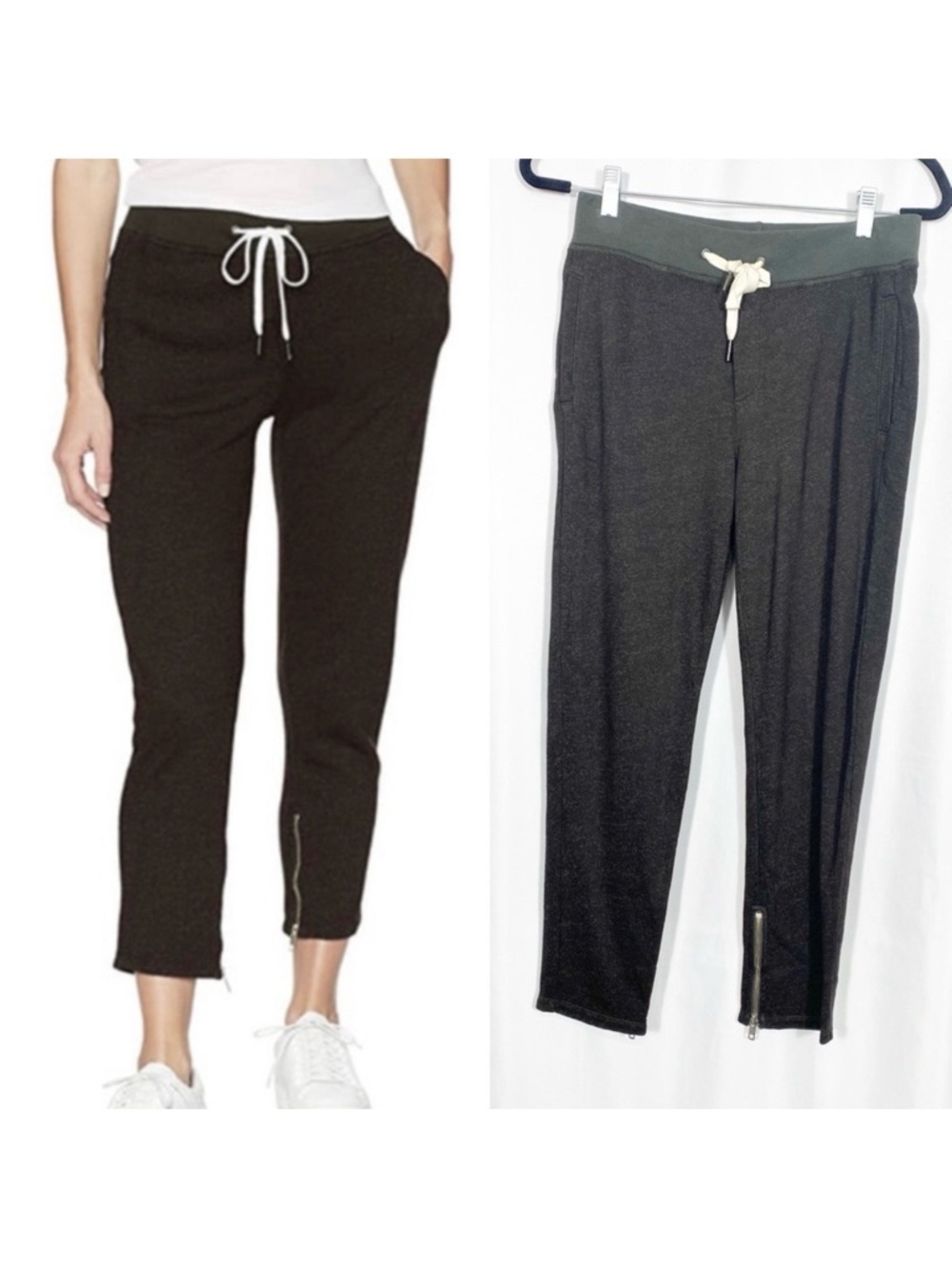 n:PHILANTHROPY Cotton French Terry Ankle Zip Jogger Sweatpants: Olive Green